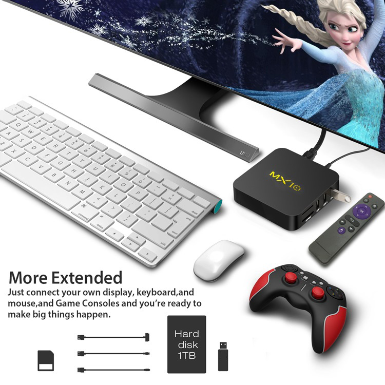 Bundle MX10 Android 9.0 RK3328 4GB DDR4 32GB eMMC TV BOX + C120 German Version Wireless Air Mouse