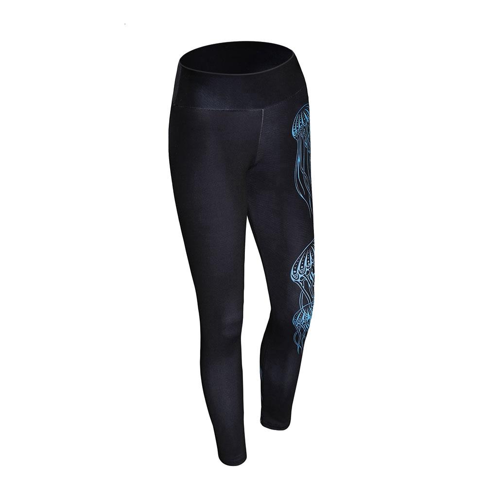 CK2236 Women Jellyfish Pattern Yoga Pants High-waist Leggings Size S - Black
