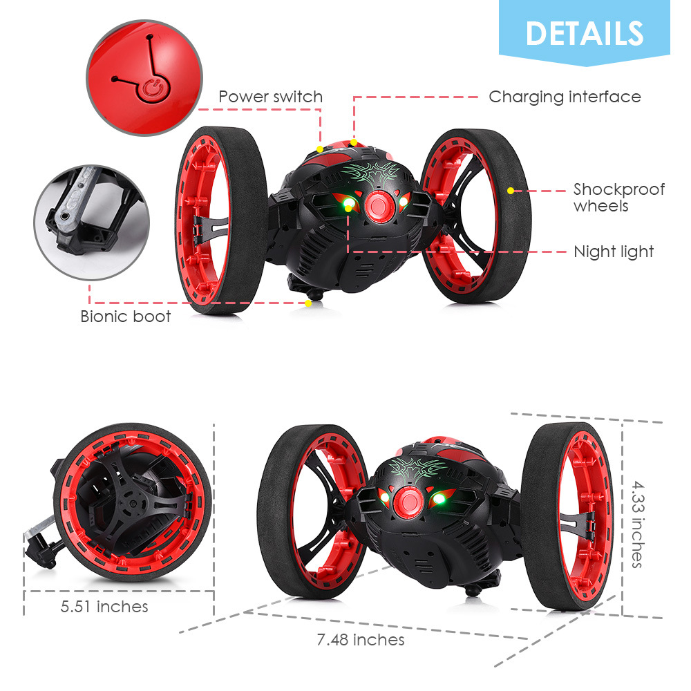 PEG-88 Jumping SUMO 2.4G Wireless Degree Rotation Smart Bounce RC Car RTR - White