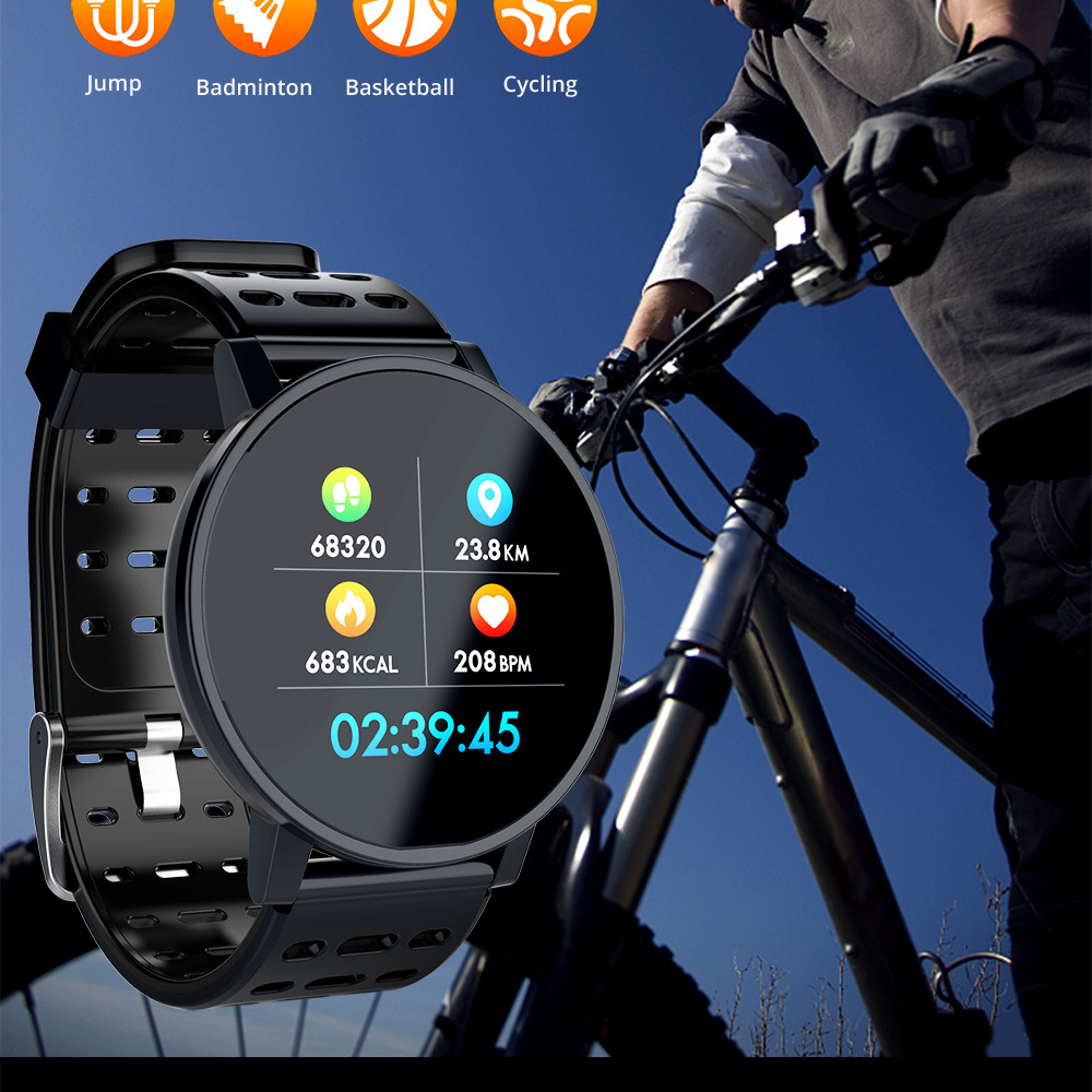 Makibes T3 Smart Watch 1.3 Inch IPS Screen Heart Rate Blood Pressure Monitor IP67 - Black