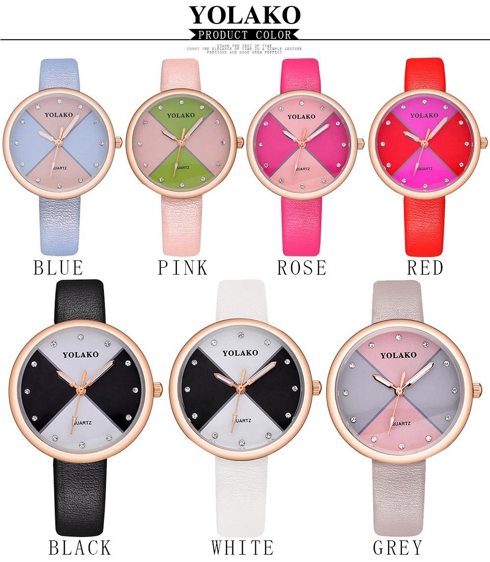 YOLAKO YK35 Women Quartz Watch PU Leather Strap Fashion Casual Watches - Light Blue
