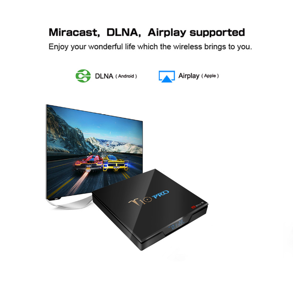 T10 PRO Amlogic S905X2 Android 8.1 4GB DDR4 32GB eMMC 4K TV Box with LED Display Dual Band WiFi Bluetooth LAN USB3.0