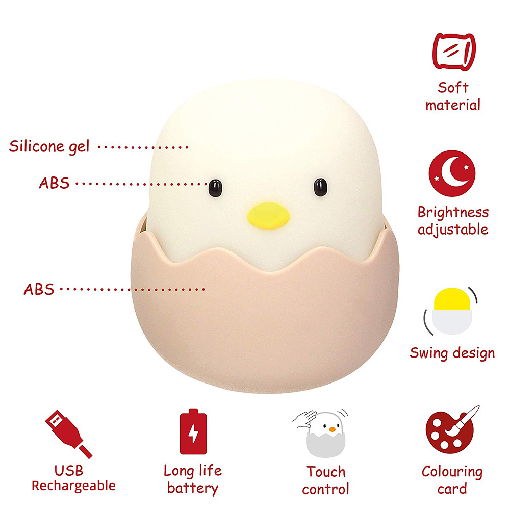 LED Night Light Eggshell Design Baby Night Lamp Dimmer Tumbler Bedside Lamp Feeding Lamp - Warm Light