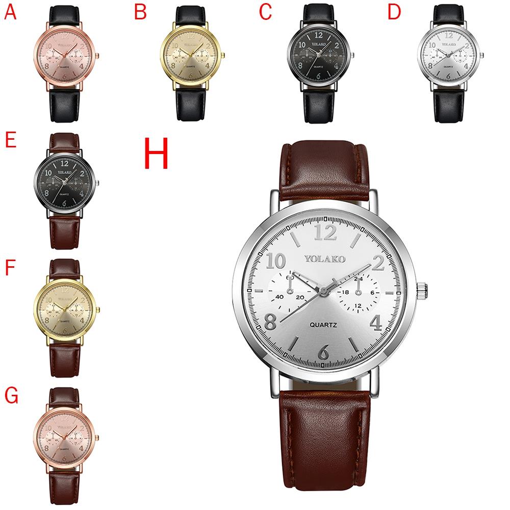 YOLAKO YK117 Casual Quartz Watch PU Leather Strap - Rose Gold + Coffee