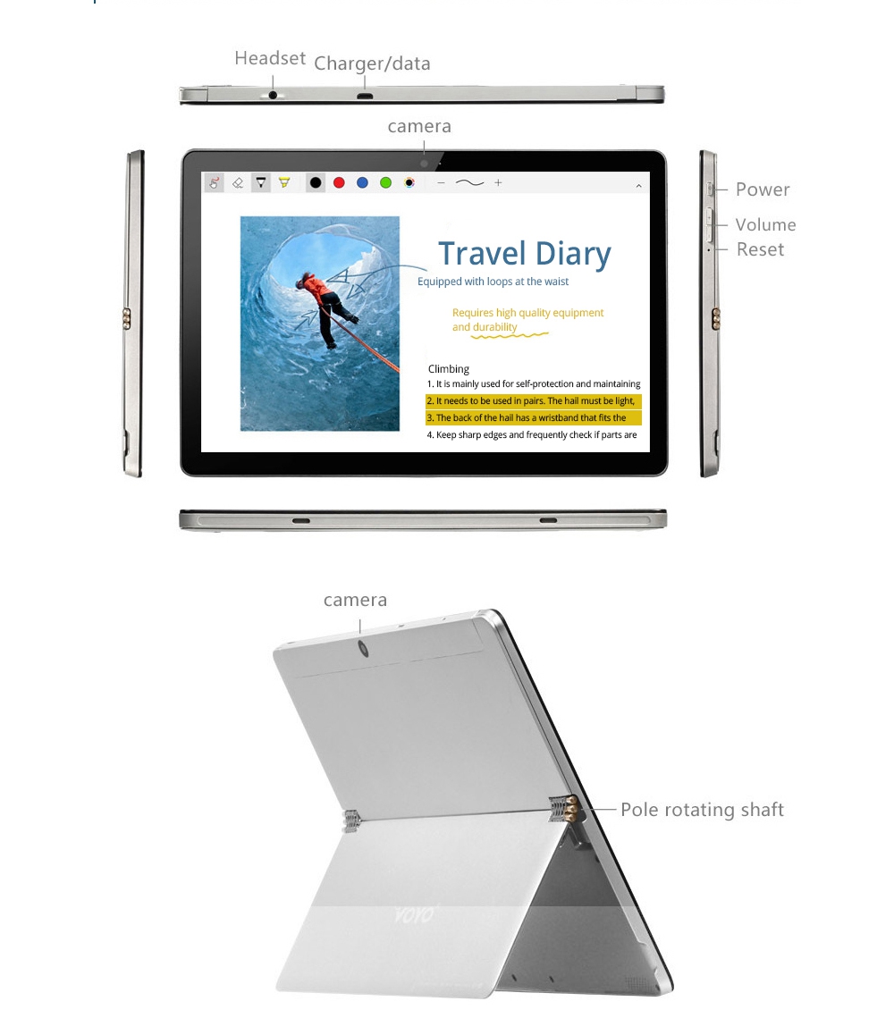 VOYO i8 Max 4G 10.1 Inch Tablet PC (Silver) + Original Bluetooth Keyboard (Black) + Original Stylus Pen (Silver)