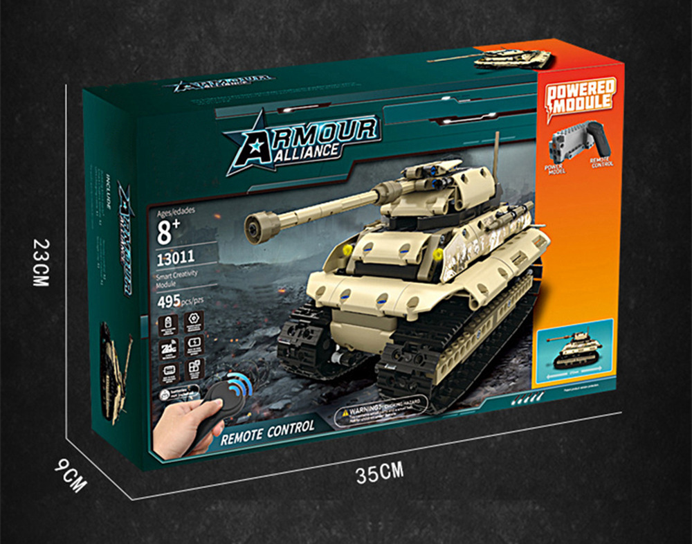 MoFun 13011 497PCS 2.4G 4CH DIY Assemble Brick Block RC Car Heavy Crawler Tank