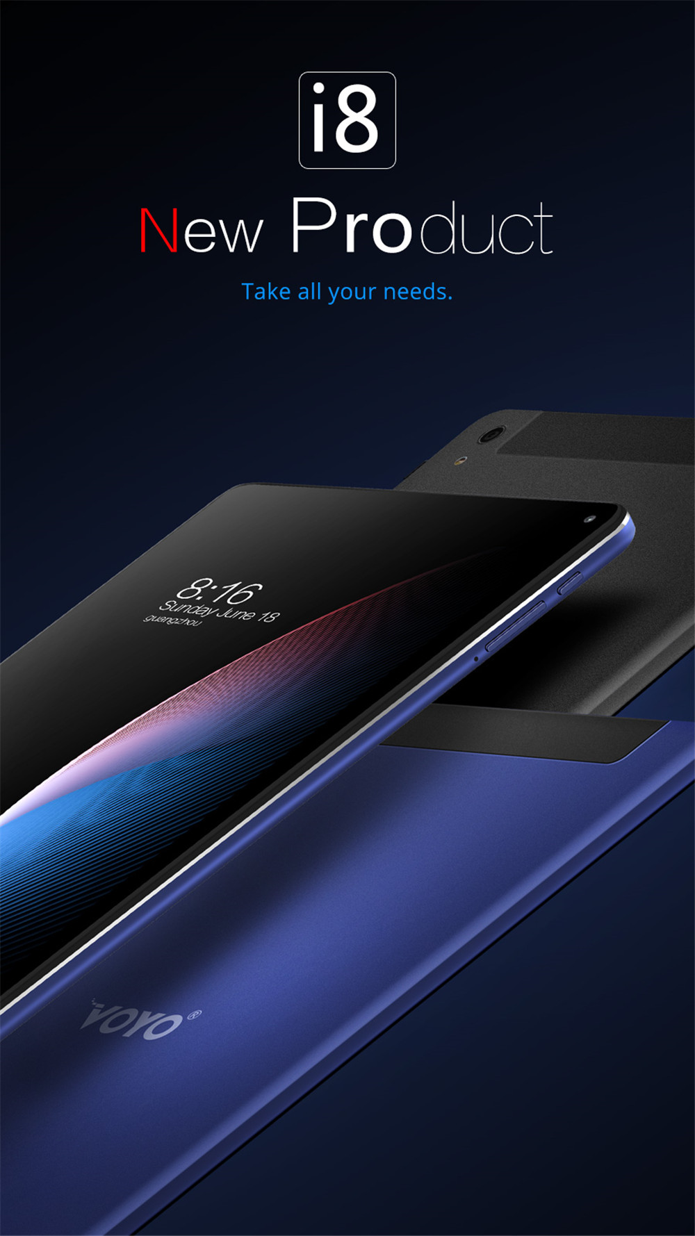 VOYO i8 4G LTE Phablet MTK6797X Deca Core 9.7" IPS 2K 2048*1536 4GB RAM 64GB ROM Android 8.0 Dual SIM Dual Standby - Black
