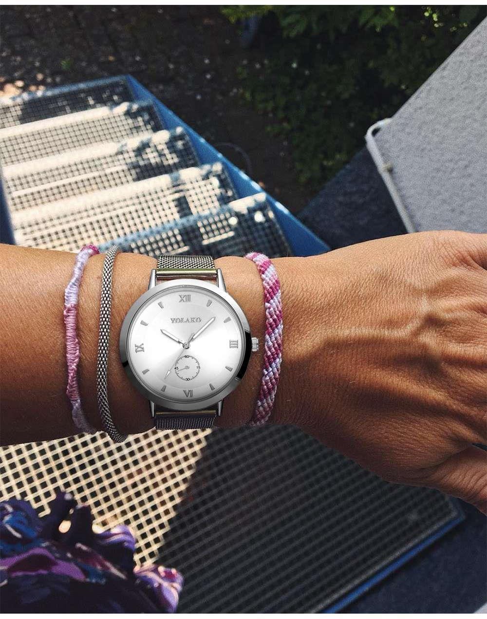 YOLAKO YK26 Women Casual Quartz Watch Plastic Leather Strap - Rose Gold