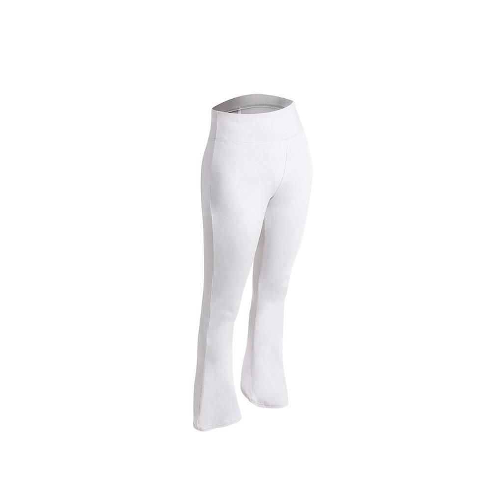 CK2218 Women Sports Fitness Yoga Pants Dance Practice Micro Horn Trousers Size M - White