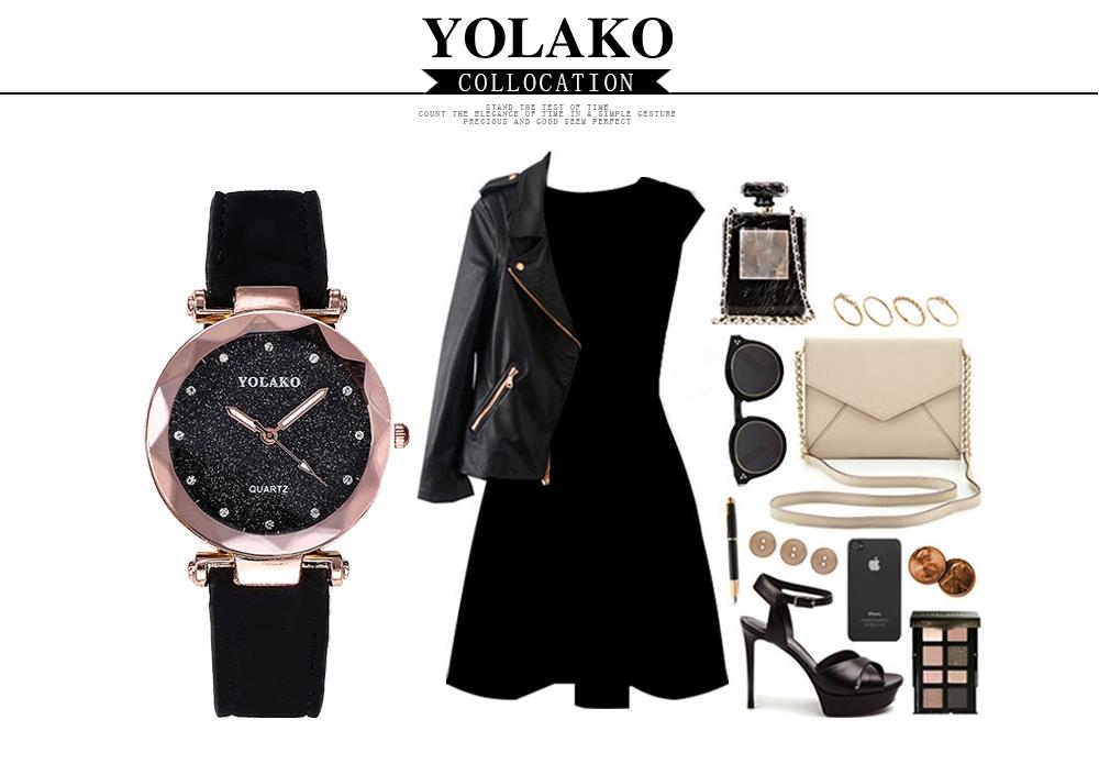 YOLAKO YL02 Women Casual Quartz Watch PU Leather Strap - Grey