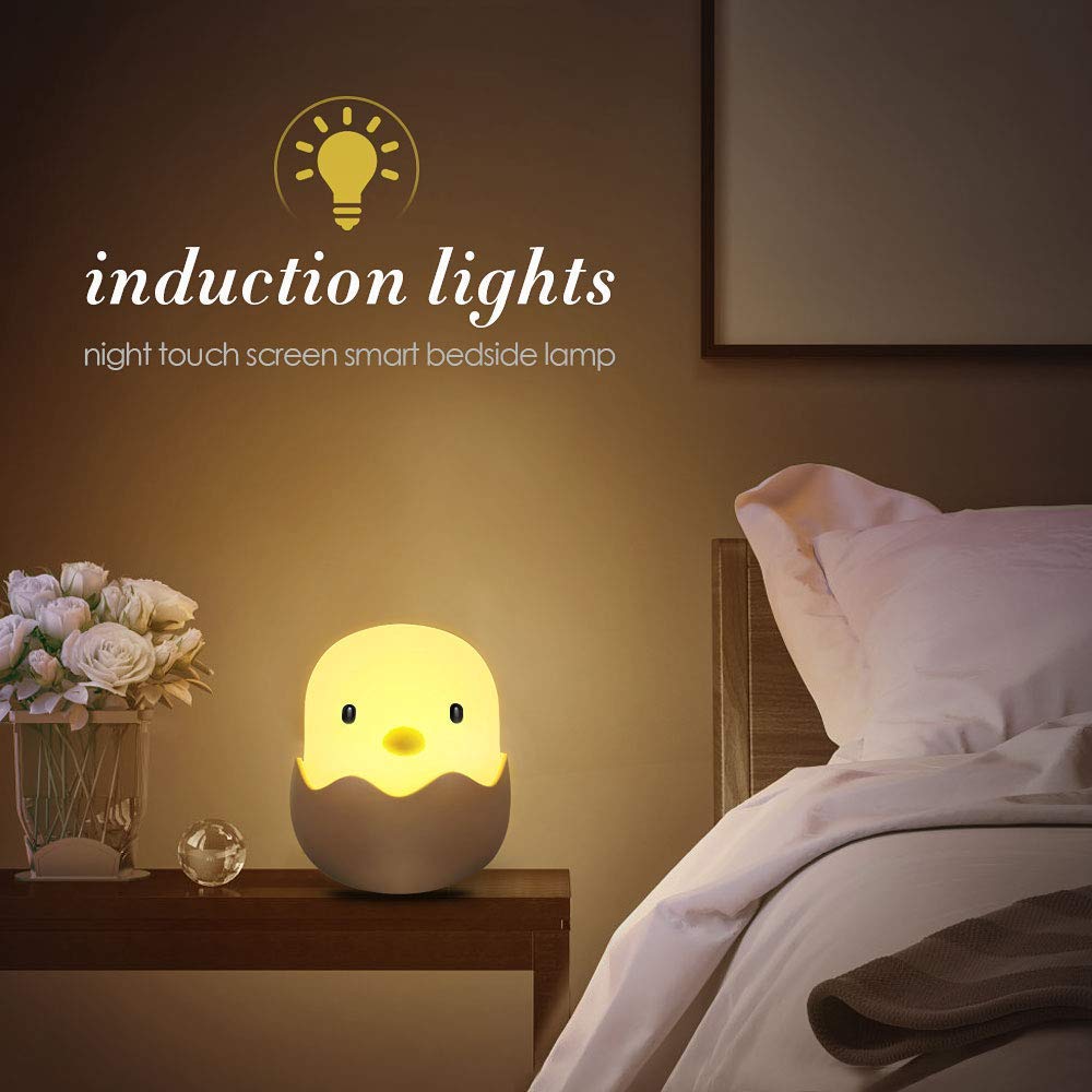 LED Night Light Eggshell Design Baby Night Lamp Dimmer Tumbler Bedside Lamp Feeding Lamp - Warm Light