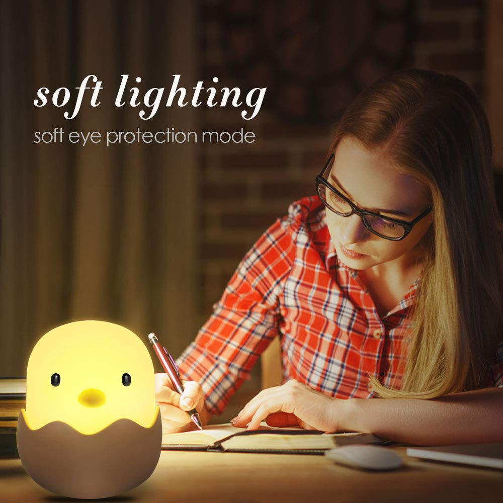 LED Night Light Eggshell Design Baby Night Lamp Dimmer Tumbler Bedside Lamp Feeding Lamp - Warm Light