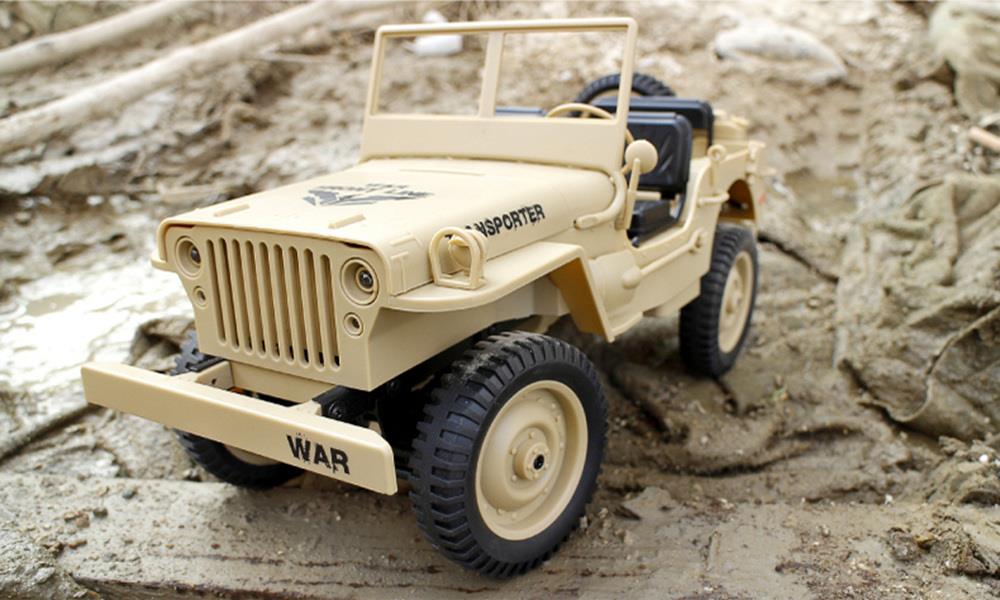 JJRC Q65 Transporter-6 2.4G 1:10 4WD Convertible Jeep Off-road RC Car Military Truck with Car Cloak RTR - Army Green