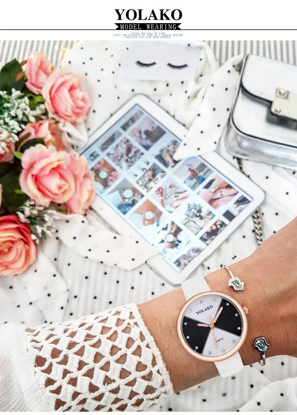 YOLAKO YK35 Women Quartz Watch PU Leather Strap Fashion Casual Watches - Light Blue