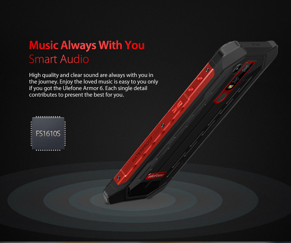 Ulefone Armor 6 6.2 Inch 4G LTE Smartphone Helio P60 6GB 128GB 21.0MP+13.0MP Dual Rear Cameras Android 8.1 IP68 NFC Wireless Charge - Red