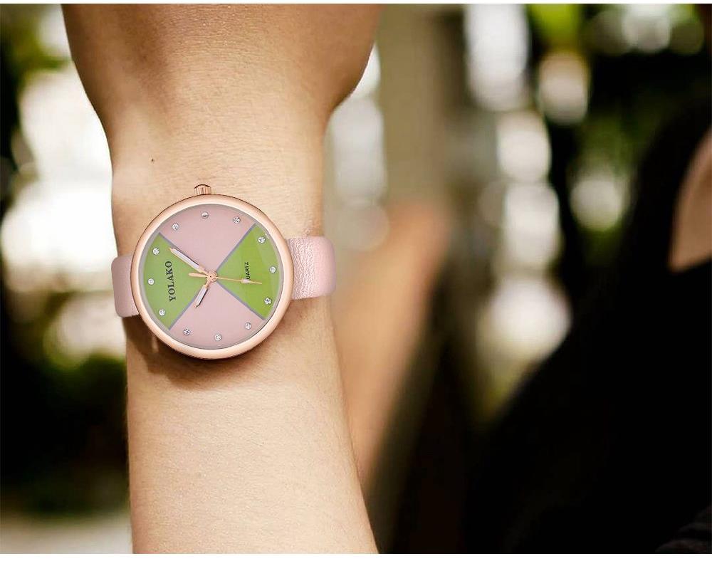 YOLAKO YK35 Women Quartz Watch PU Leather Strap Fashion Casual Watches - Light Blue