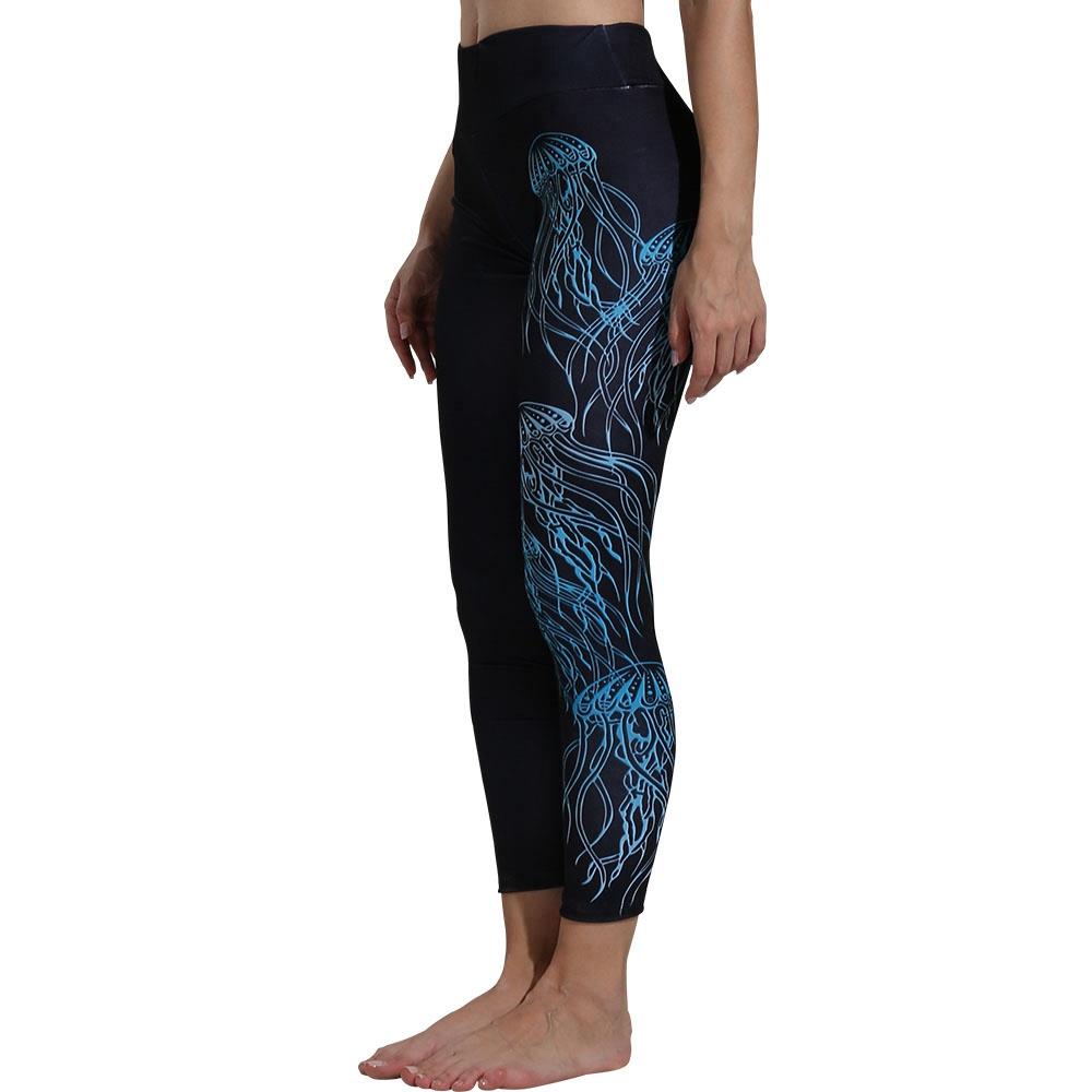 CK2236 Women Jellyfish Pattern Yoga Pants High-waist Leggings Size S - Black