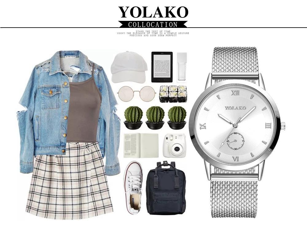 YOLAKO YK26 Women Casual Quartz Watch Plastic Leather Strap - Rose Gold