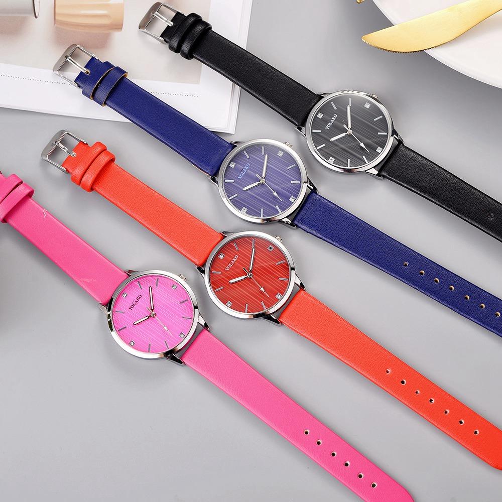 YOLAKO YK38 Women Quartz Watch PU Leather Strap Fashion Casual Watches - Black