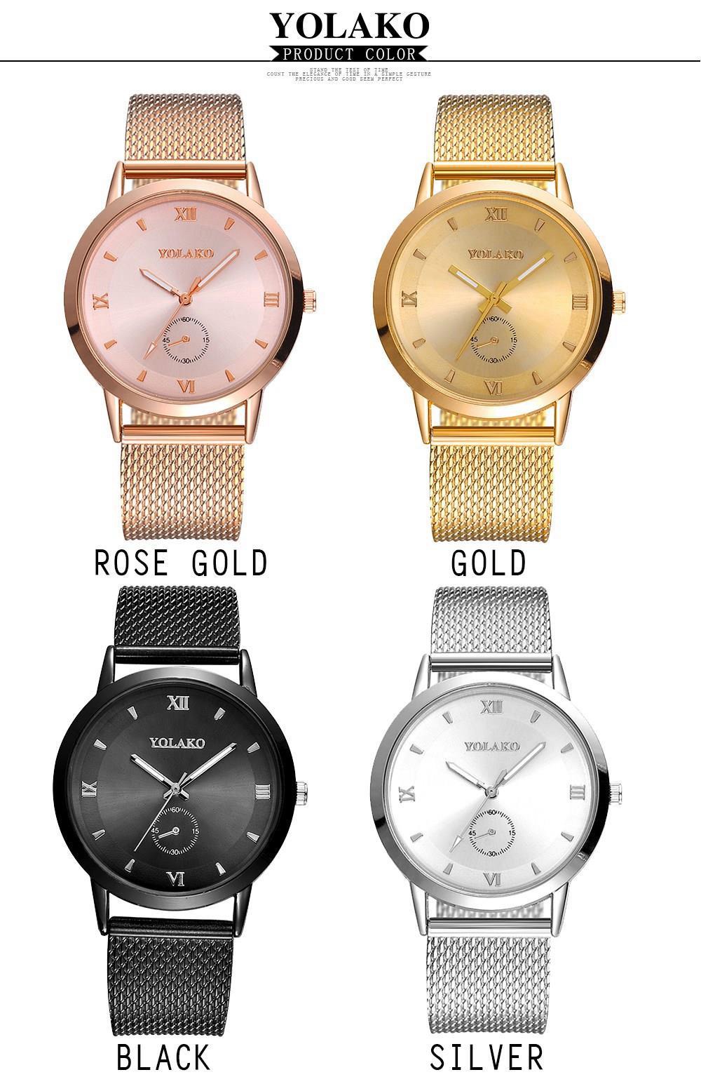 YOLAKO YK26 Women Casual Quartz Watch Plastic Leather Strap - Rose Gold