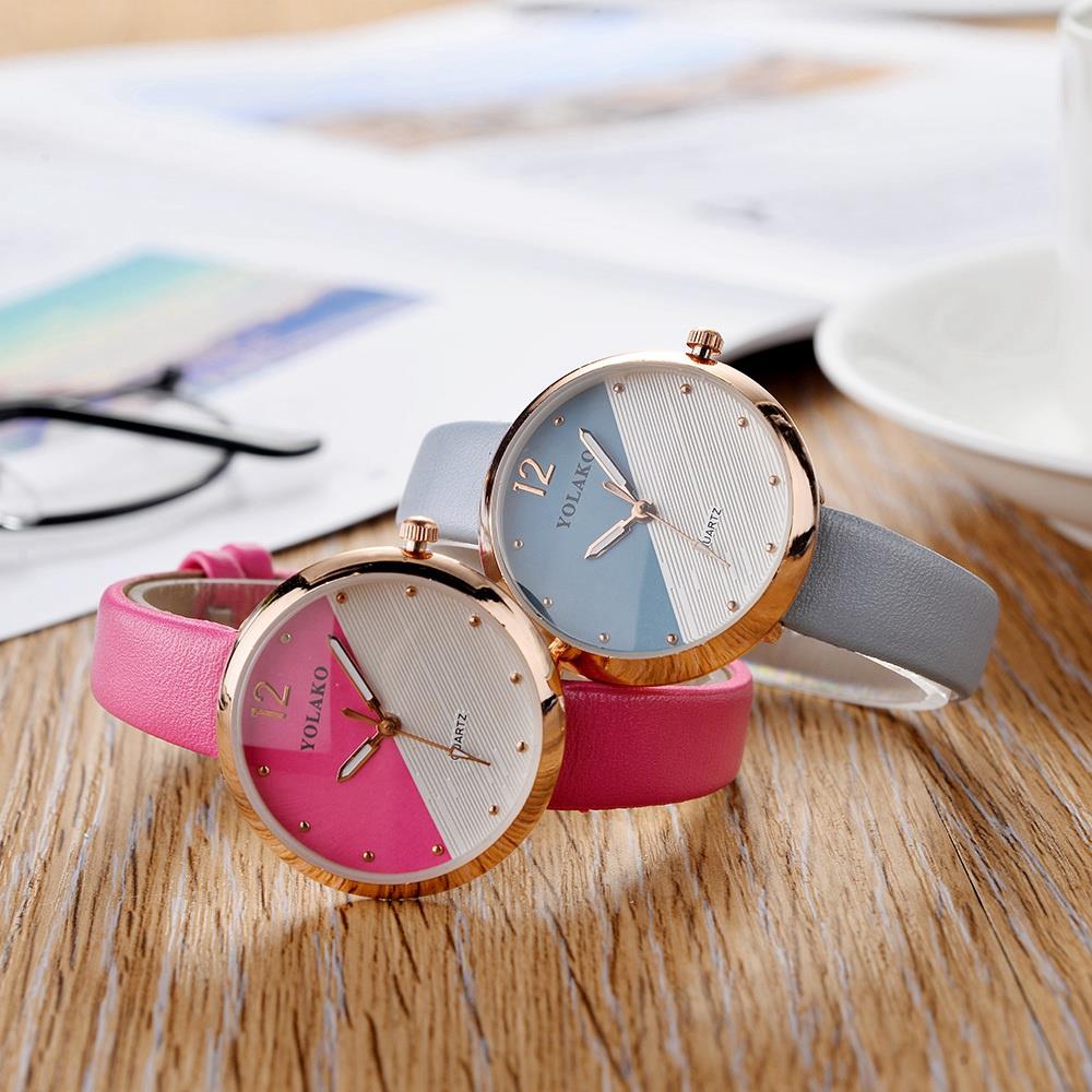 YOLAKO YK60 Women Fashion Quartz Watch PU Leather Strap - Brown
