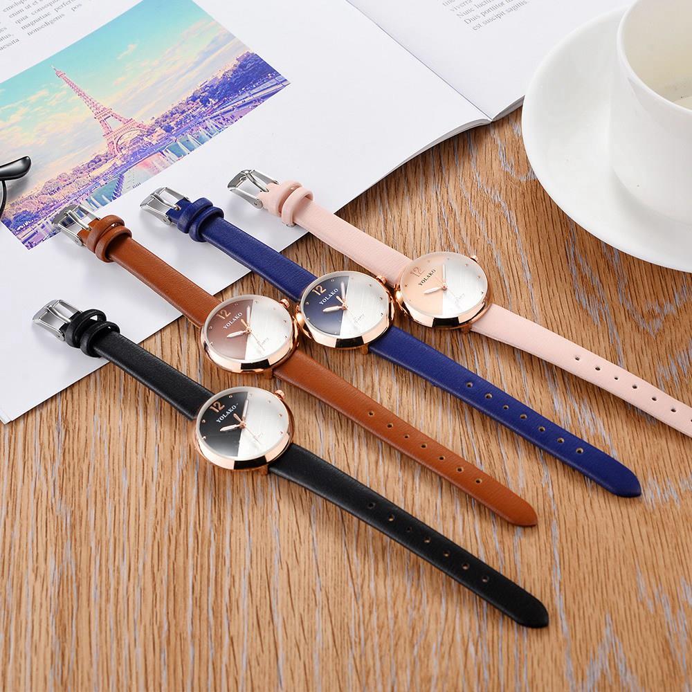 YOLAKO YK60 Women Fashion Quartz Watch PU Leather Strap - Brown