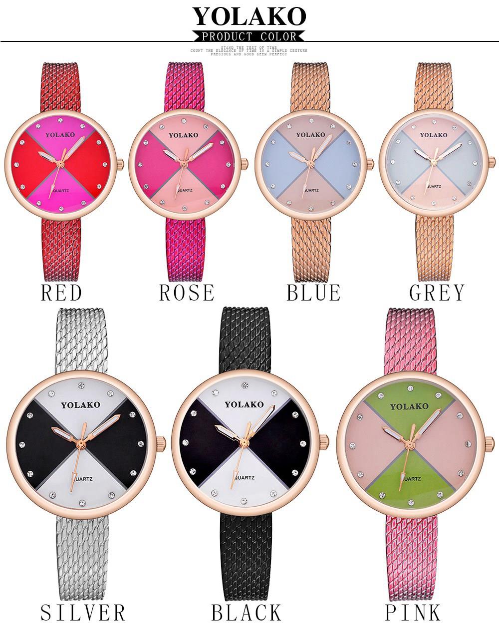 YOLAKO YK34 Women Quartz Watch Plastic Leather Strap Fashion Casual Watches - Fuchsia