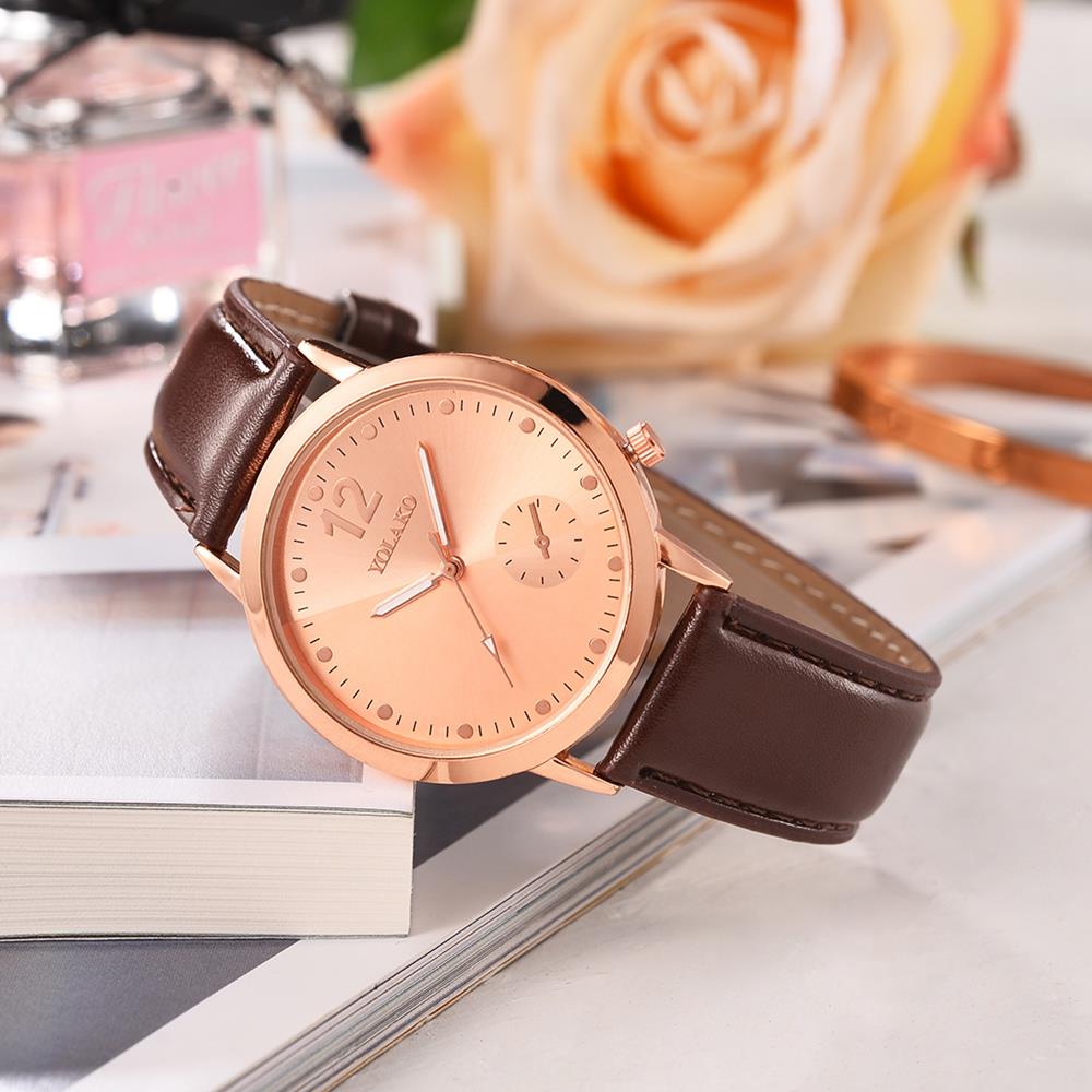 YOLAKO YK115 Watch Casual Quartz Watch PU Leather Strap - Silver + Black
