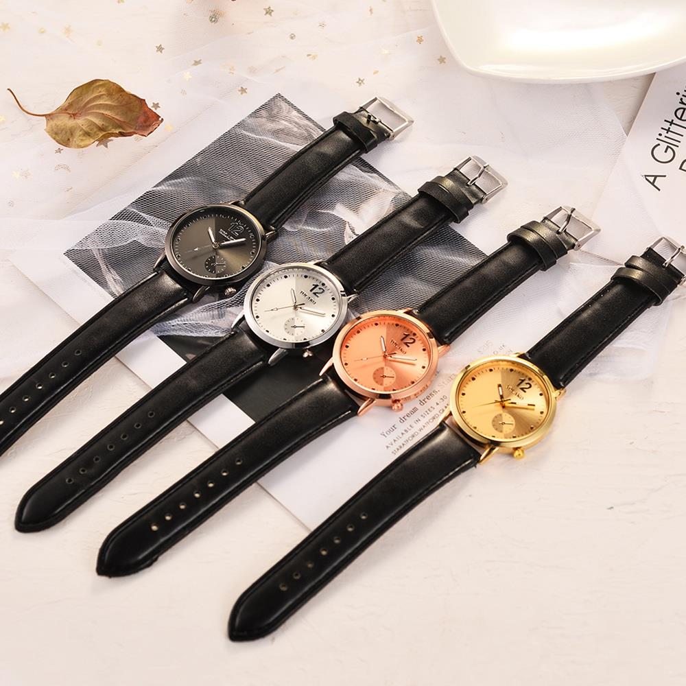 YOLAKO YK115 Watch Casual Quartz Watch PU Leather Strap - Silver + Black