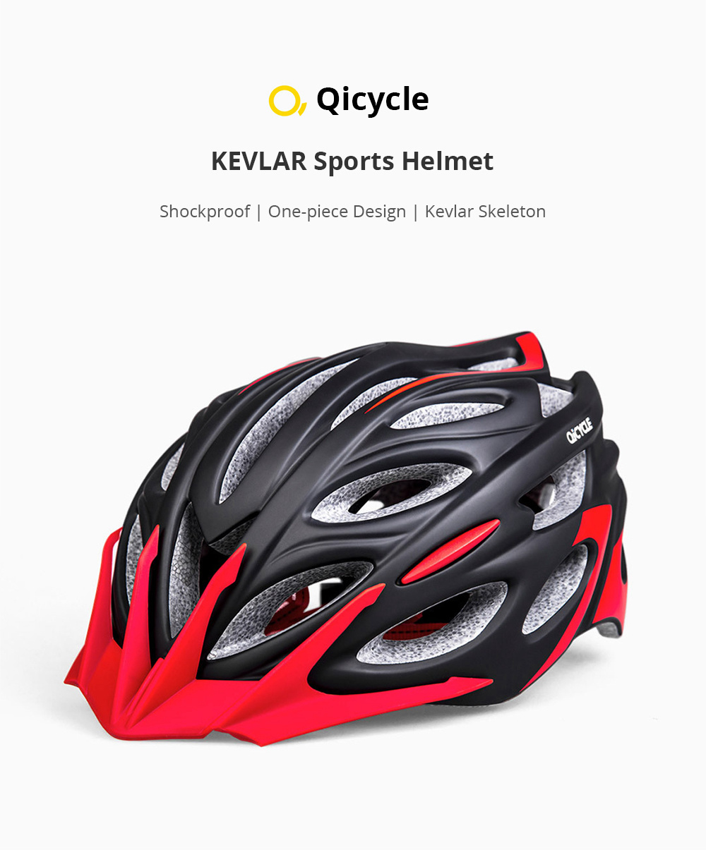 Xiaomi Mijia Qicycle KEVLAR Sports Helmet One-piece Lightweight Design - White + Red