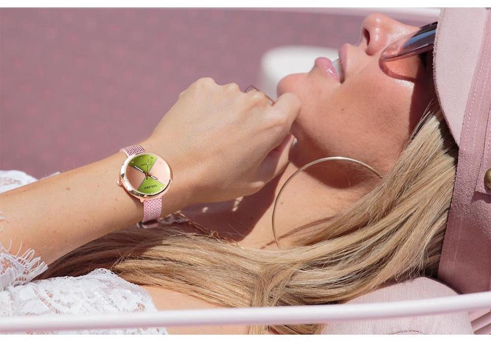 YOLAKO YK34 Women Quartz Watch Plastic Leather Strap Fashion Casual Watches - Fuchsia