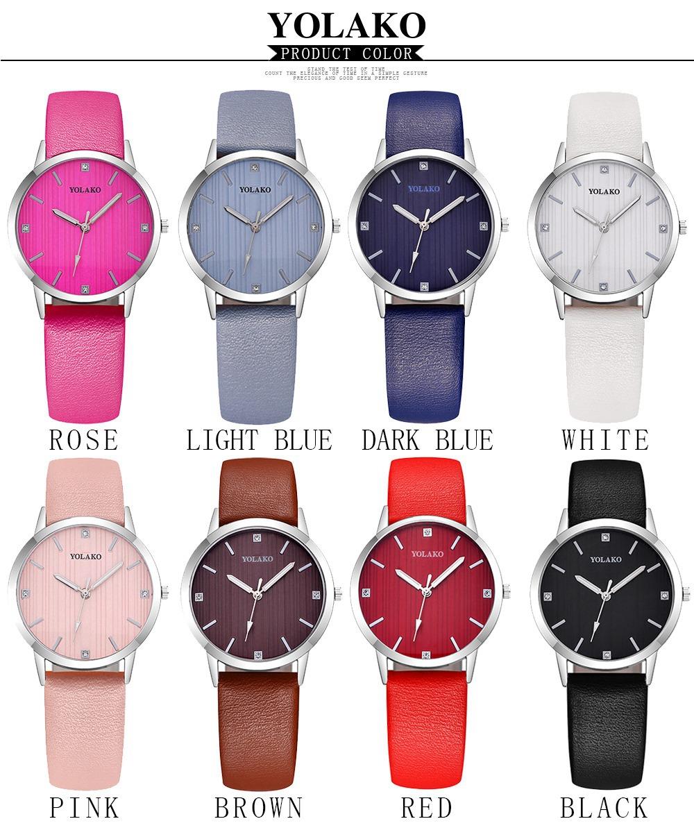 YOLAKO YK38 Women Quartz Watch PU Leather Strap Fashion Casual Watches - Black