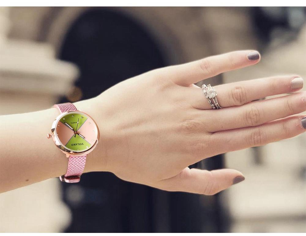 YOLAKO YK34 Women Quartz Watch Plastic Leather Strap Fashion Casual Watches - Fuchsia