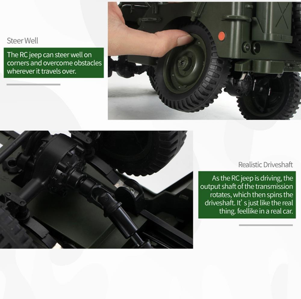 JJRC Q65 Transporter-6 2.4G 1:10 4WD Convertible Jeep Off-road RC Car Military Truck with Car Cloak RTR - Army Green
