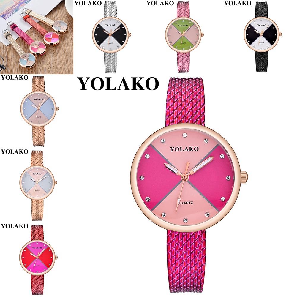 YOLAKO YK34 Women Quartz Watch Plastic Leather Strap Fashion Casual Watches - Fuchsia