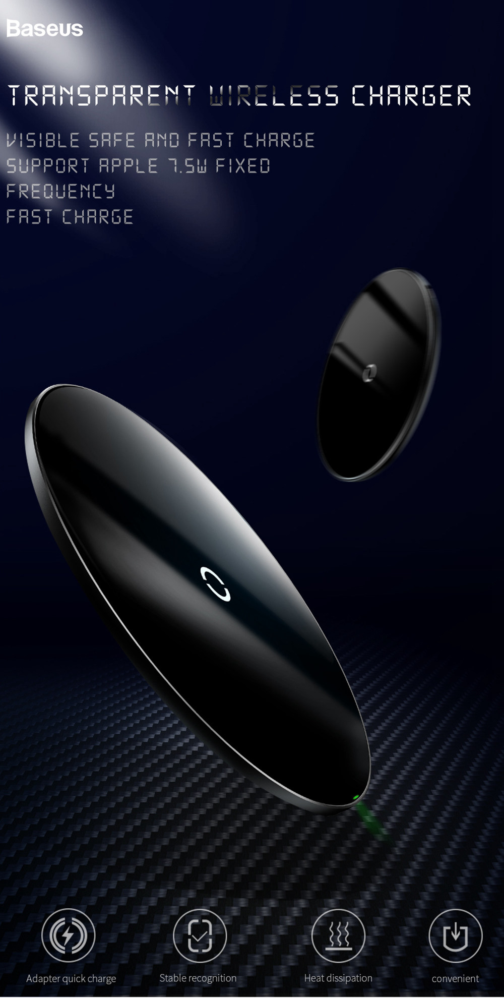 Baseus CCALL JK01 QI 10W Wireless Charger - Black