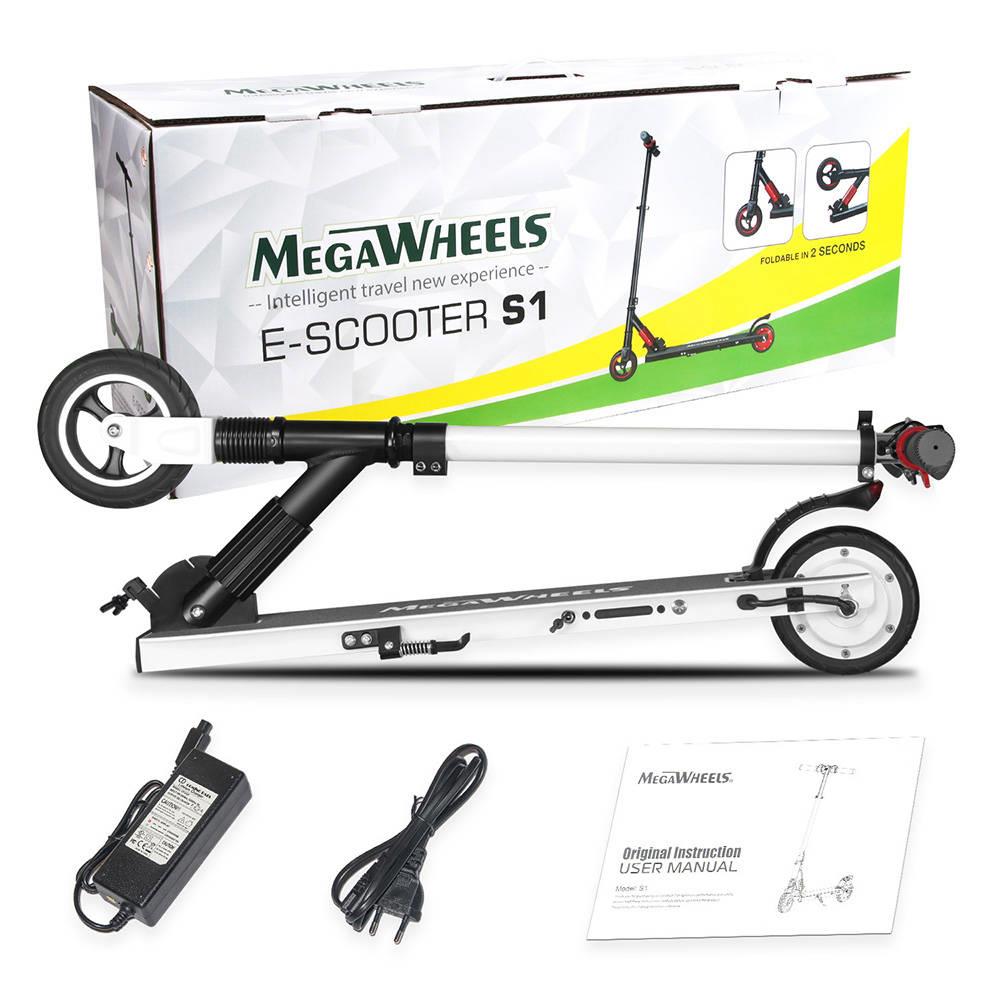 Megawheels S1-2 Portable Folding Electric Scooter 250W Motor 23km/h Micro-Electronic Braking System - White