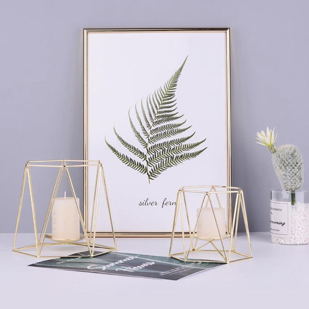 Geometric Candlestick Candle Cup Ornaments Wall Sconce Metal Candle Holders Size S - Gold