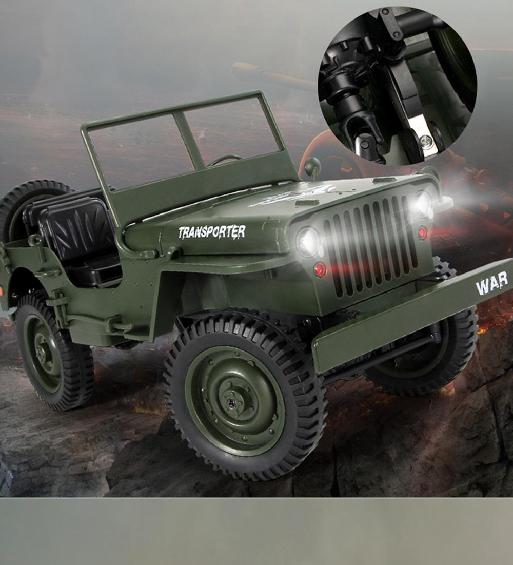 JJRC Q65 Transporter-6 2.4G 1:10 4WD Convertible Jeep Off-road RC Car Military Truck with Car Cloak RTR - Army Green
