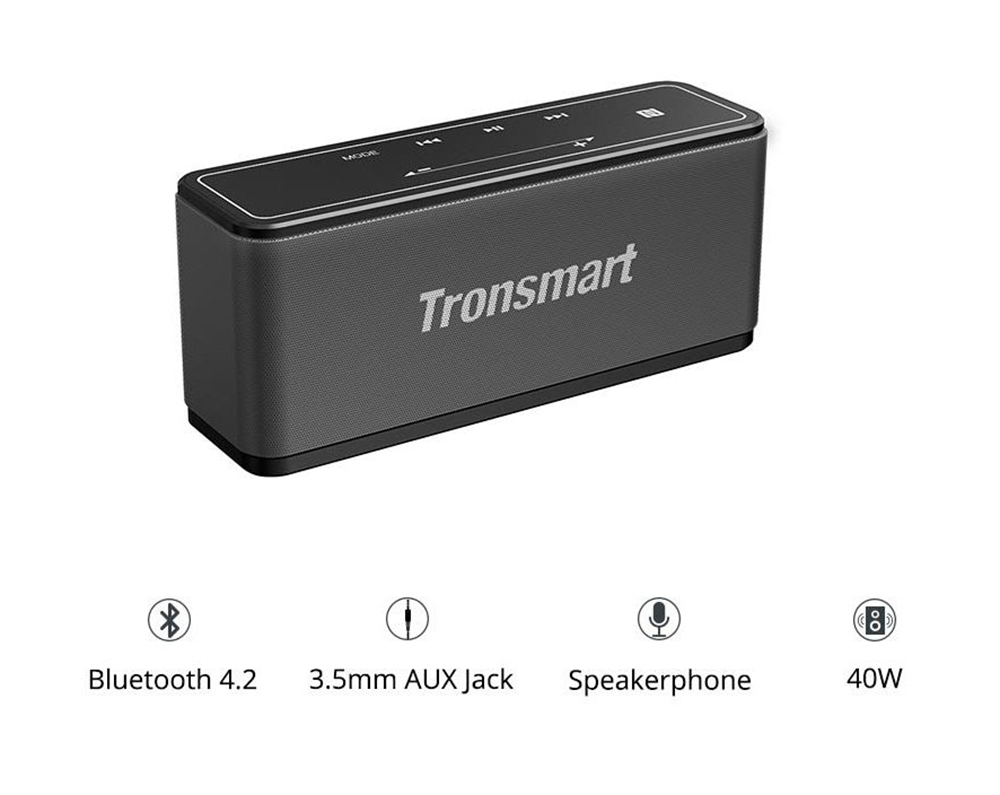 Tronsmart Element Mega SoundPulse™ Bluetooth Speaker with Powerful 40W Max Output 3D Digital Sound TWS Intuitive Touch Control - Gray