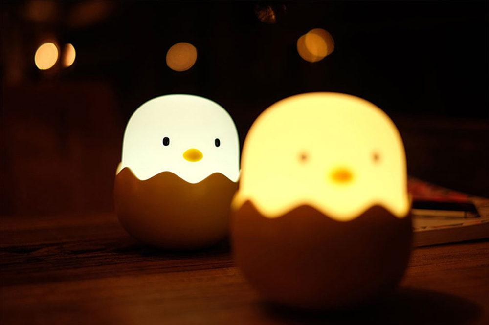 LED Night Light Eggshell Design Baby Night Lamp Dimmer Tumbler Bedside Lamp Feeding Lamp - Warm Light
