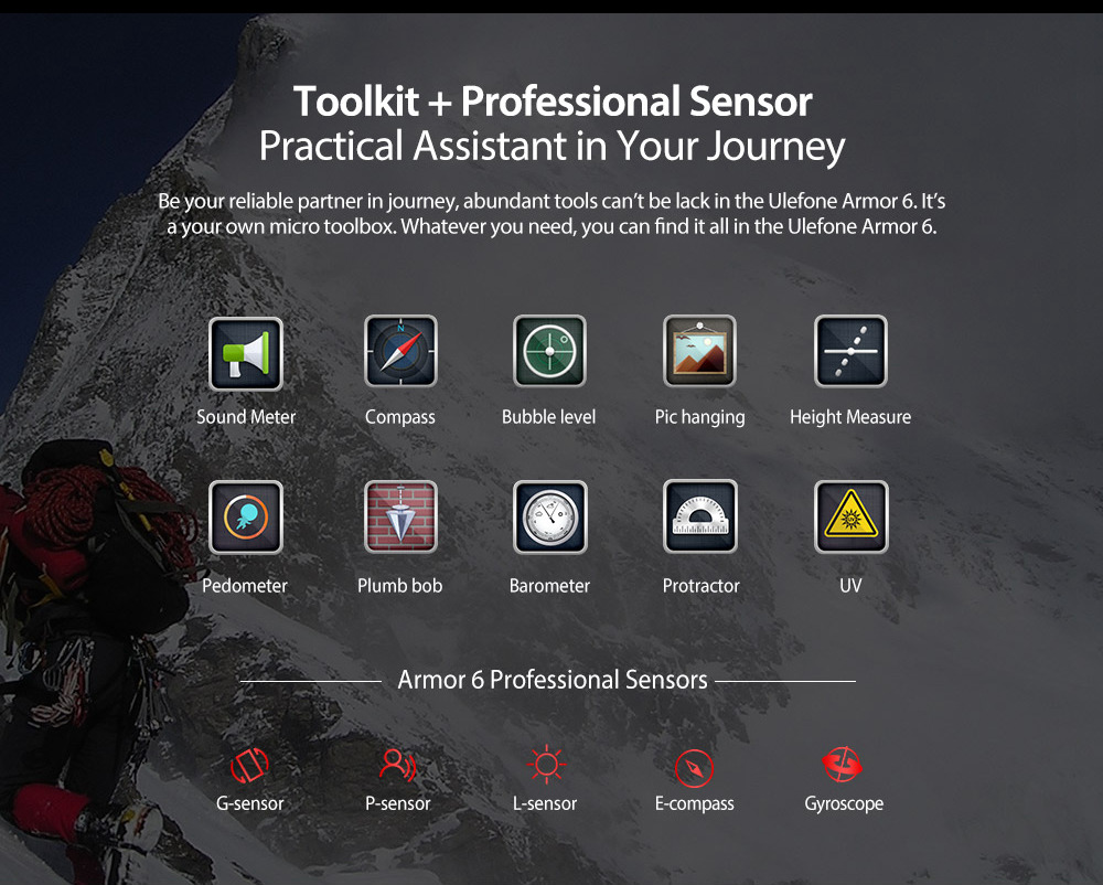 Ulefone Armor 6 6.2 Inch 4G LTE Smartphone Helio P60 6GB 128GB 21.0MP+13.0MP Dual Rear Cameras Android 8.1 IP68 NFC Wireless Charge - Red