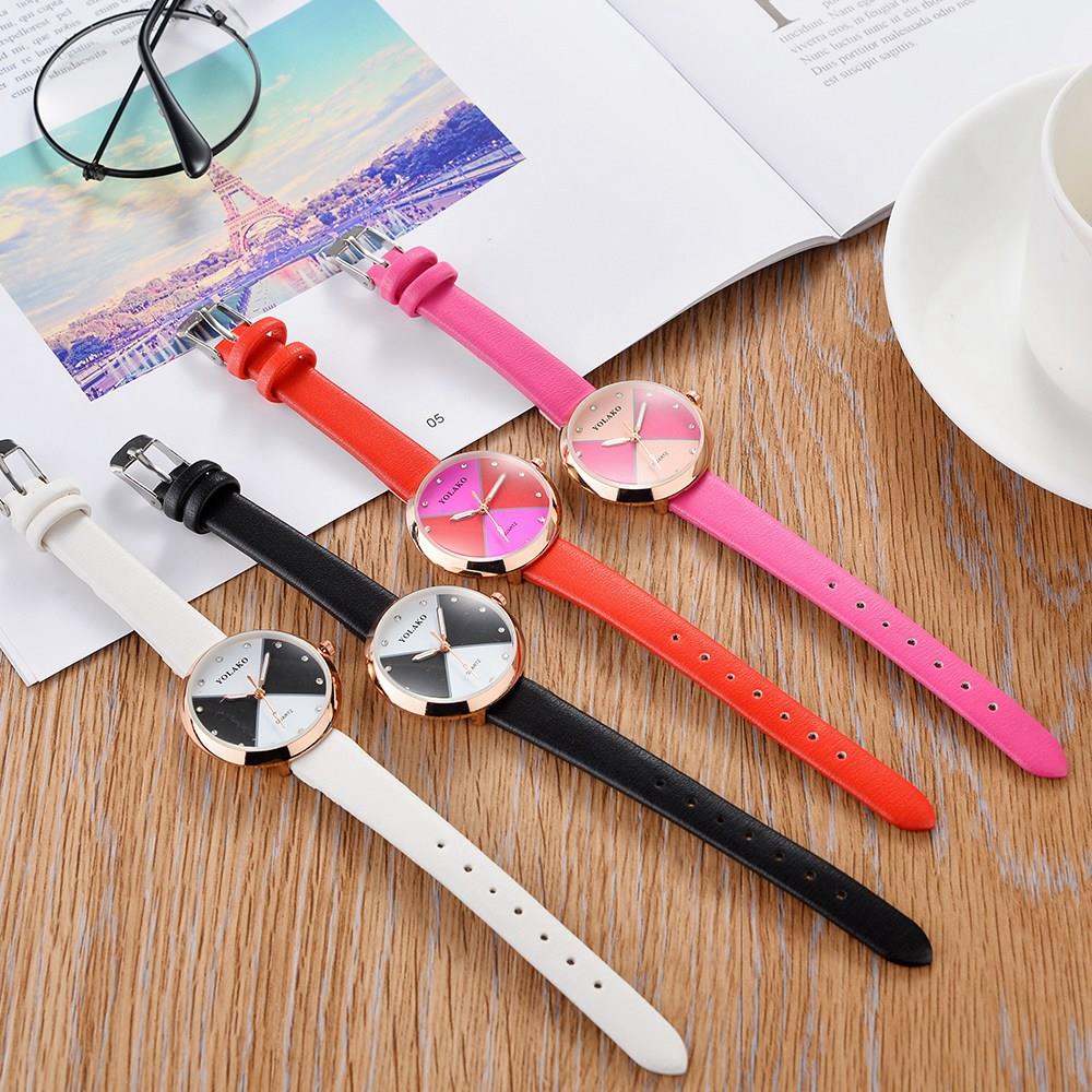 YOLAKO YK35 Women Quartz Watch PU Leather Strap Fashion Casual Watches - Light Blue