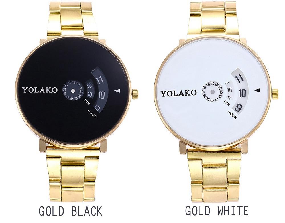 YOLAKO YK29 Men Casual Quartz Watch Stainless Steel Strap - Silver+Black