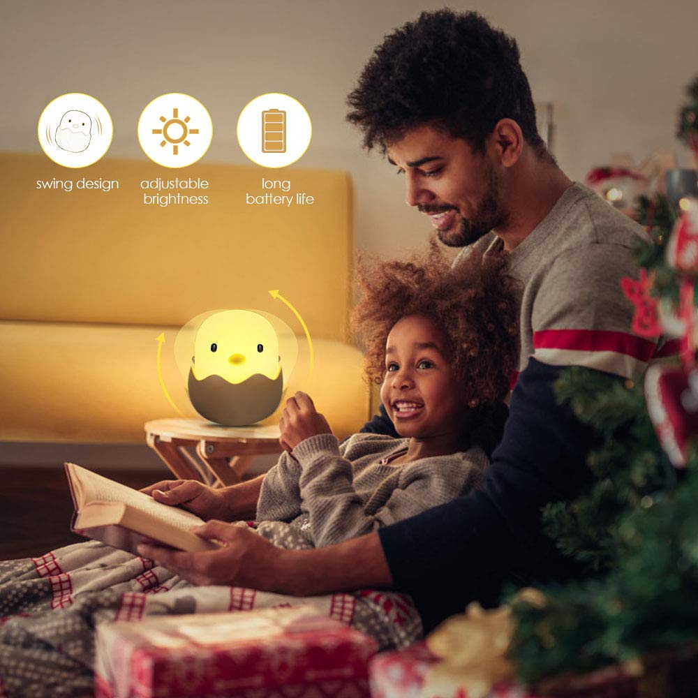 LED Night Light Eggshell Design Baby Night Lamp Dimmer Tumbler Bedside Lamp Feeding Lamp - Warm Light
