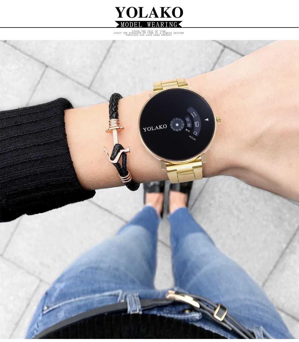 YOLAKO YK29 Men Casual Quartz Watch Stainless Steel Strap - Silver+White