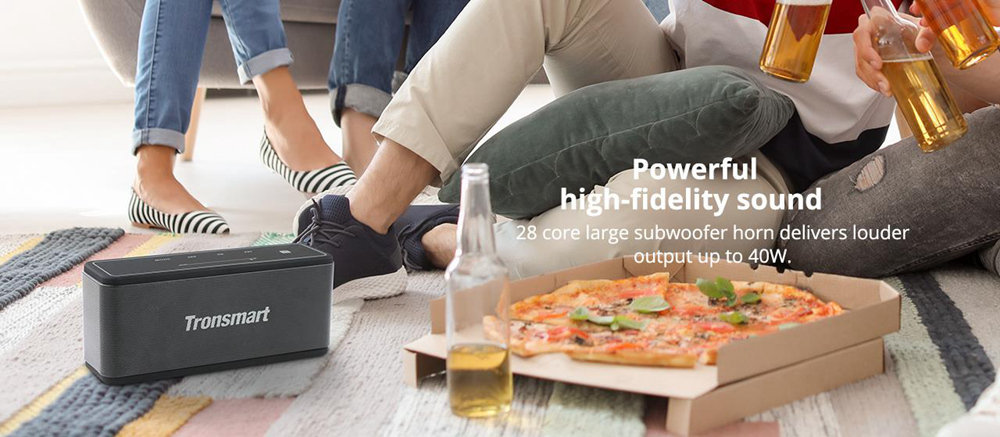 Tronsmart Element Mega SoundPulse™ Bluetooth Speaker with Powerful 40W Max Output 3D Digital Sound TWS Intuitive Touch Control - Gray