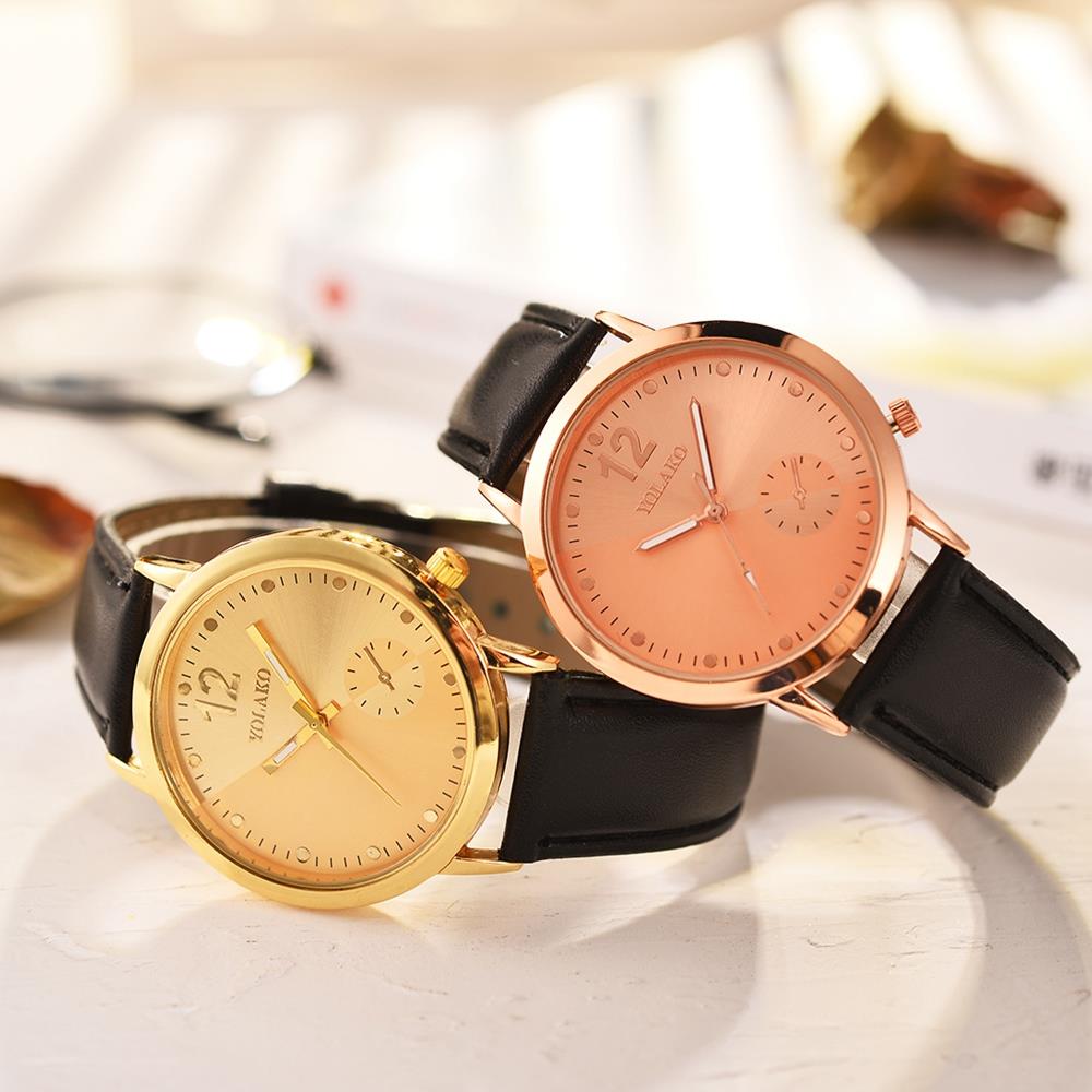 YOLAKO YK115 Watch Casual Quartz Watch PU Leather Strap - Silver + Black