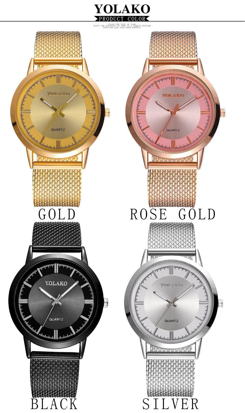 YOLAKO Women Quartz Watch Plastic Strap Fashion Casual Watches - Gold