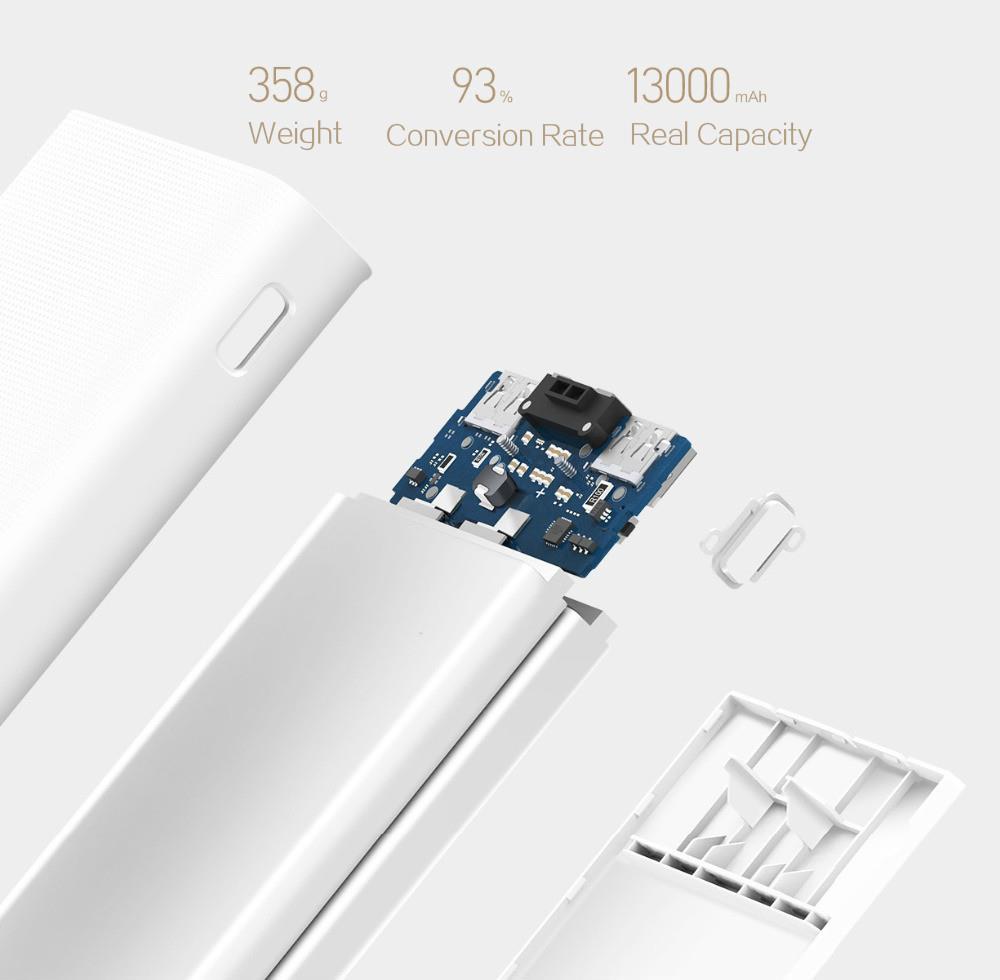 Xiaomi Power Bank 2C 20000mAh Dual USB Output Quick Charge 3.0 Li-polymer Battery - White
